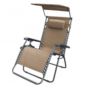 Oversized Zero Gravity Chair with Sunshade and Drink Tray - Tan