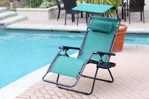 Set of 2 Oversized Zero Gravity Chair with Sunshade and Drink Tray - Green