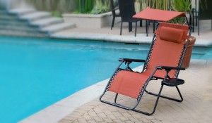 Oversized Olefin Zero Gravity Chair with Sunshade and Drink Tray - Terra Cotta