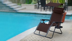 Set of 2 Oversized Olefin Zero Gravity Chair with Sunshade and Drink Tray - Mocha