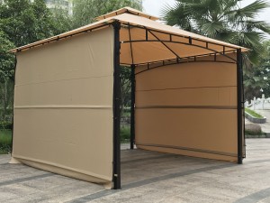 132 Inch x 132 Inch Meta Gazebo With Two Sides Awning