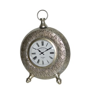 11.5" Silver Metal Table Clock