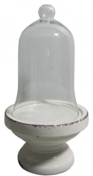 White Glass Dome Pillar Holder