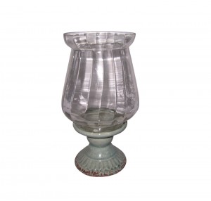 15 Inch Creamic Glass Hurricane Candle Holder