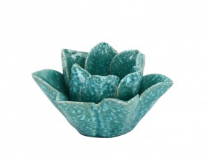 5 Inch T-Light Holder- Green Leaf