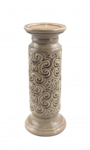 12" Scroll Candle Holder-Blue
