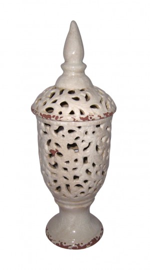 18" Ivory Pierced Decorative Jar
