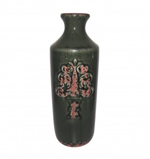 14" Green Ceramic Flower Vase 