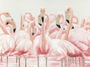 36 X 48 Pink Egret Oil Painting Wall Decor