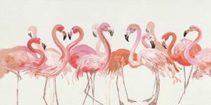 25 X 55 Pink Egret Oil Paint Wall Decor