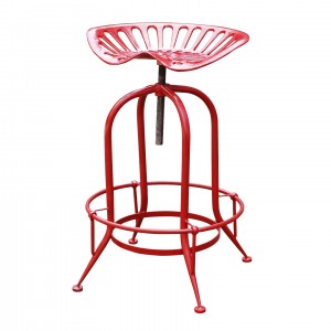 Antique Red Metal Wire Counter Height Stool