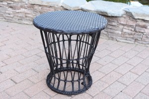 Papasan Espresso Resin Wicker Side Table