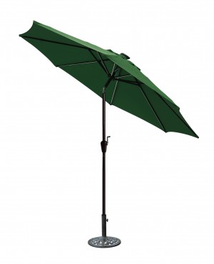 9 FT Aluminum Umbrella with Crank and Solar Guide Tubes - Brown Pole/Green Fabric