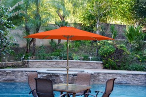 9ft. Aluminum Patio Market Umbrella Tilt with Crank - Orange Fabric/Bronze Pole