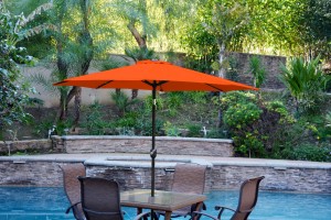 9ft. Aluminum Patio Market Umbrella Tilt with Crank - Orange Fabric/Black Pole