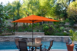 6.5FT x 10FT Aluminum Patio Market Umbrella Tilt with Crank - Orange Fabric/Black Pole
