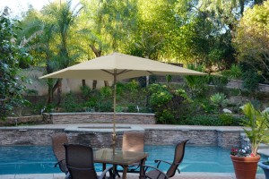 6.5FT x 10FT Aluminum Patio Market Umbrella Tilt with Crank - Tan Fabric/Bronze Pole