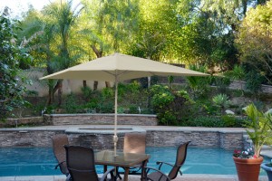 6.5FT x 10FT Aluminum Patio Market Umbrella Tilt with Crank - Tan Fabric/Grey Pole