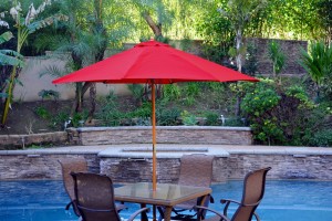 9ft. Wood Market Umbrella - Red