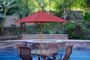 9ft. Wood Market Umbrella - Burgundy