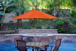 9ft. Wood Market Umbrella - Orange