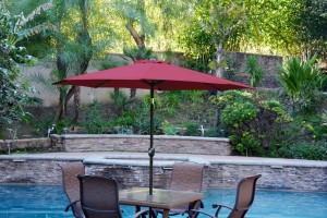 9ft. Aluminum Patio Market Umbrella Tilt with Crank - Burgundy Fabric/Black Pole