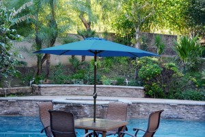 9ft. Aluminum Patio Market Umbrella Tilt with Crank - Turquoise Fabric/Black Pole