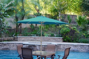 9ft. Aluminum Patio Market Umbrella Tilt with Crank - Turquoise Fabric/Grey Pole