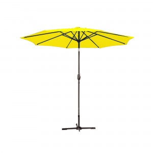 9ft. Aluminum Patio Market Umbrella Tilt with Crank - Yellow Fabric/Grey Pole