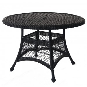 Espresso Wicker 44 Inch Round Dining Table