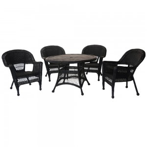 5pc Black Wicker Dining Set Without Cushion