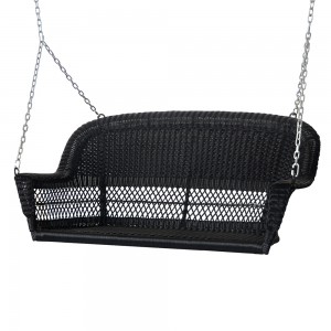 Black Resin Wicker Porch Swing