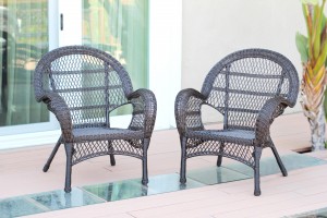 Santa Maria Espresso Wicker Chair Without Cushion - Set of 2