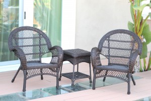 3pc Santa Maria Espresso Wicker Chair Set Without Cushion