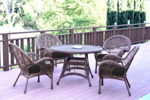 5pc Santa Maria Honey Wicker Dining Set - Black Cushions
