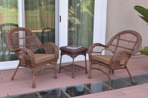 3pc Santa Maria Honey Wicker Chair Set - Brown Cushions