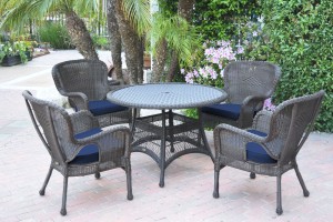 5pc Windsor Espresso Wicker Dining Set with Cushions