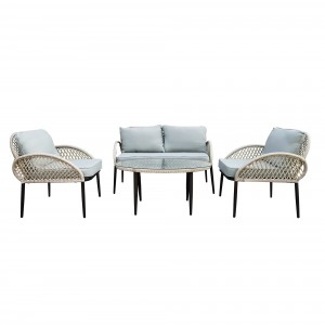 4PC ROPE WICKER CUSH SEATING SET GREY