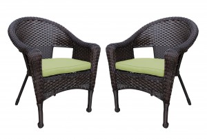 Set of 2 Resin Wicker Clark Single Chair with Sage Green Cushion