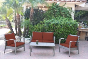 Meredith 4 Peces Conversation Set with 2 Inch Brick Red Cushion