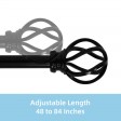 Sophie Adjustable Single Curtain Rod 48 Inch to 84 Inch-Black