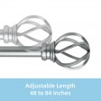 Sophie Adjustable Single Curtain Rod 48 Inch to 84 Inch-Antique Silver