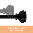 Lily Adjustable Single Curtain Rod 28 Inch to 48 Inch-Black
