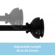 Lily Adjustable Single Curtain Rod 48 Inch to 84 Inch-Black