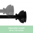 Lily Adjustable Single Curtain Rod 84 Inch to 120 Inch-Black