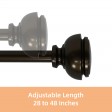Lily Adjustable Single Curtain Rod 28 Inch to 48 Inch-Bronze