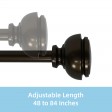 Lily Adjustable Single Curtain Rod 48 Inch to 84 Inch-Bronze