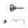 Lily Adjustable Single Curtain Rod 28 Inch to 48 Inch-Antique Silver