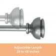 Lily Adjustable Single Curtain Rod 28 Inch to 48 Inch-Antique Silver