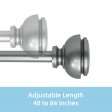 Lily Adjustable Single Curtain Rod 48 Inch to 84 Inch-Antique Silver